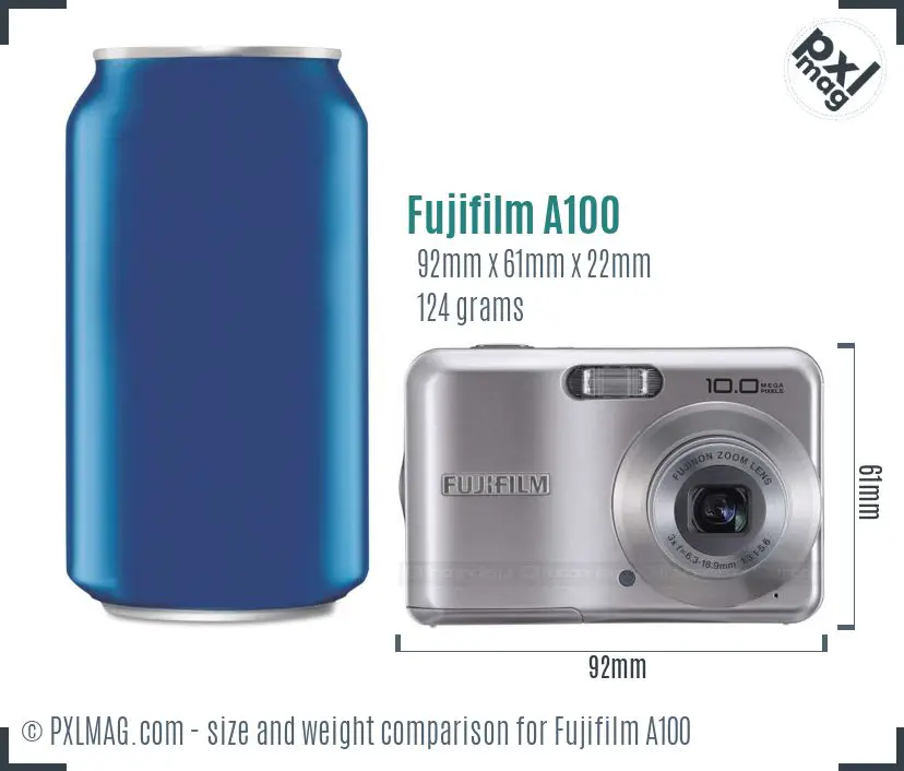 Fujifilm FinePix A100 dimensions scale