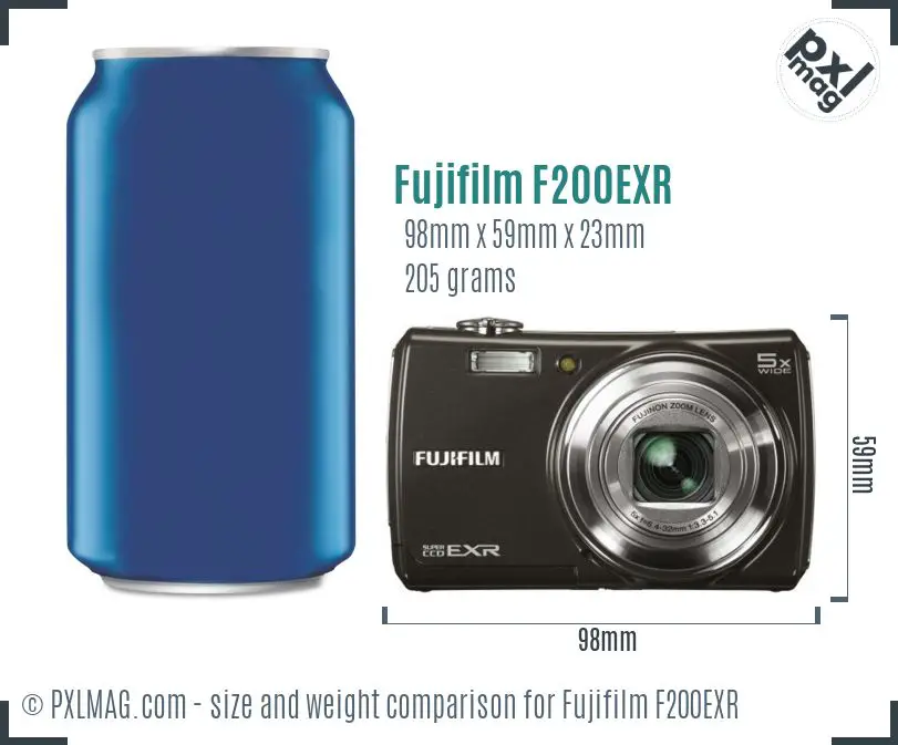Fujifilm FinePix F200EXR dimensions scale
