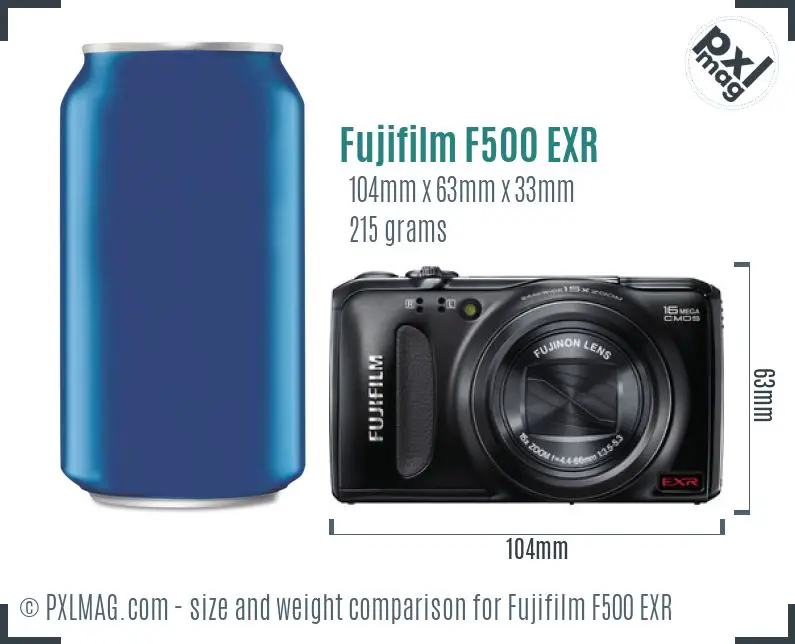 Fujifilm FinePix F500 EXR dimensions scale