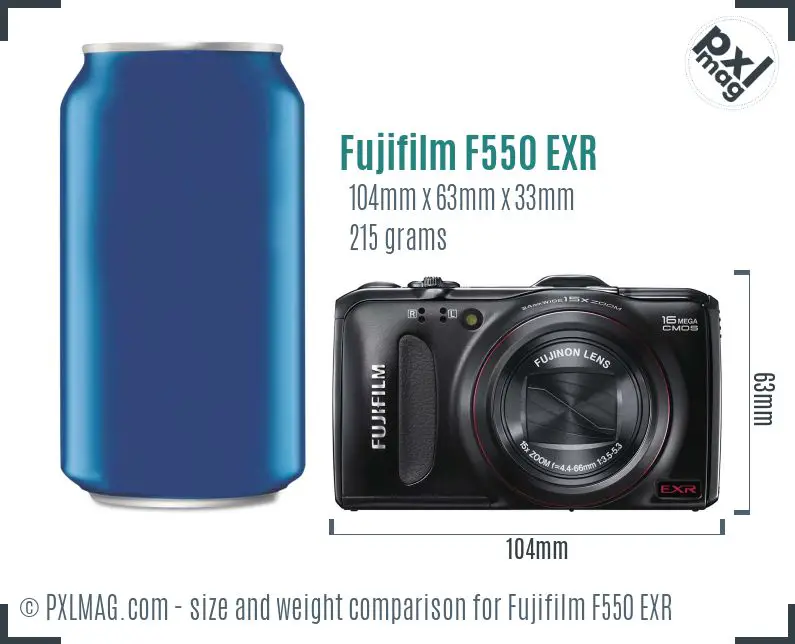 Fujifilm FinePix F550 EXR dimensions scale