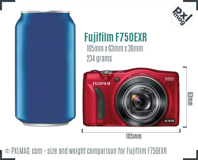 Fujifilm FinePix F750EXR dimensions scale