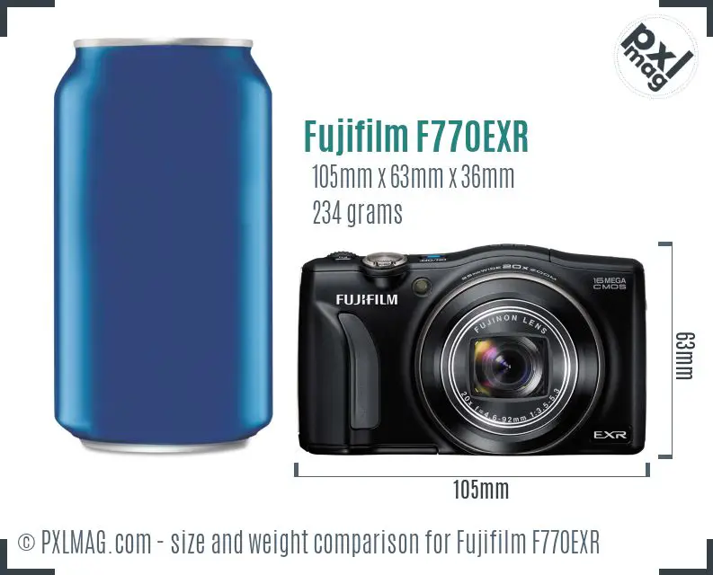 Fujifilm FinePix F770EXR dimensions scale