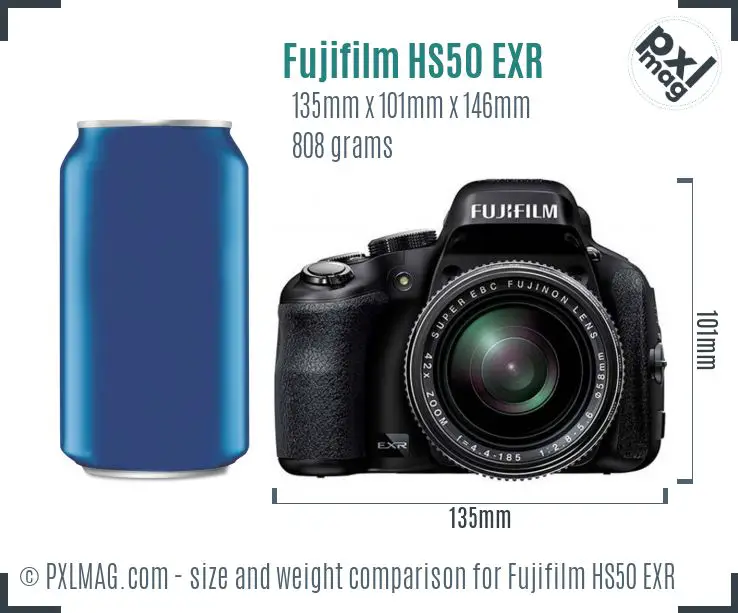 Fujifilm FinePix HS50 EXR dimensions scale