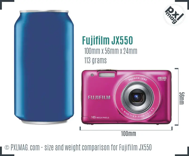 Fujifilm FinePix JX550 dimensions scale