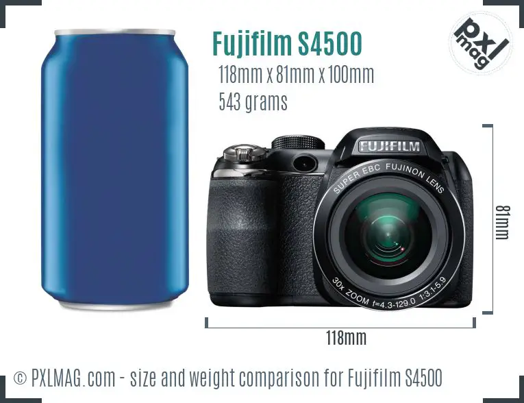 Fujifilm FinePix S4500 dimensions scale