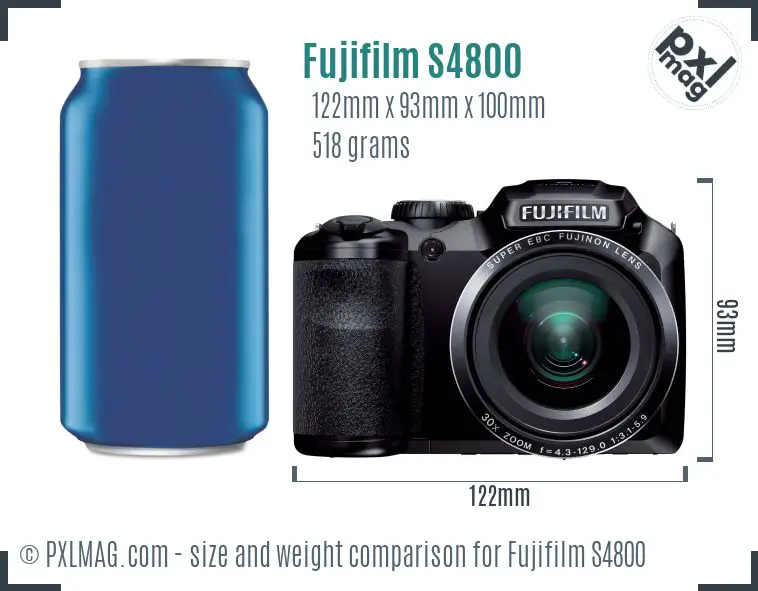 Fujifilm FinePix S4800 dimensions scale
