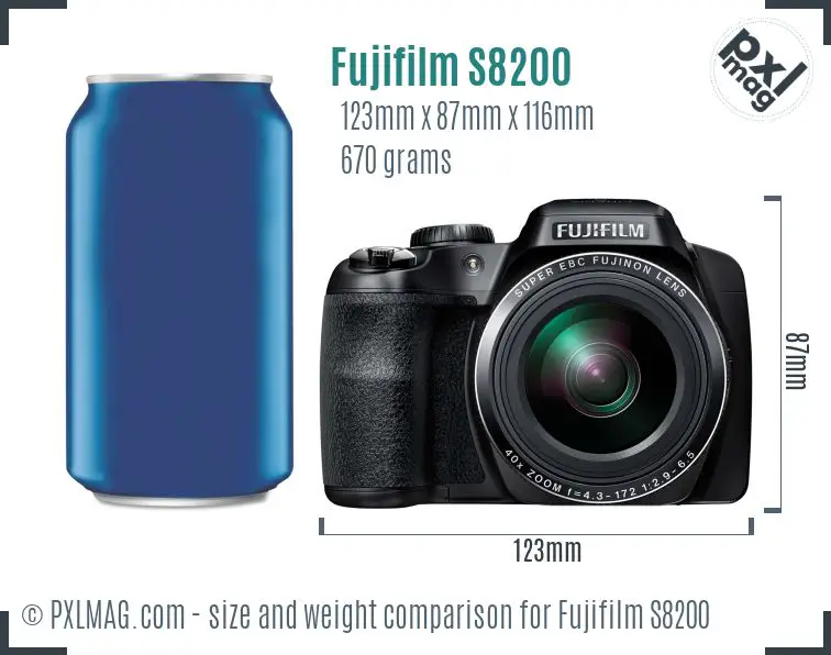 Fujifilm FinePix S8200 dimensions scale