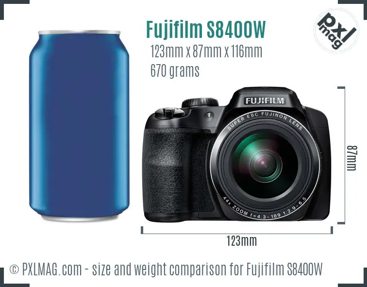 Fujifilm FinePix S8400W dimensions scale