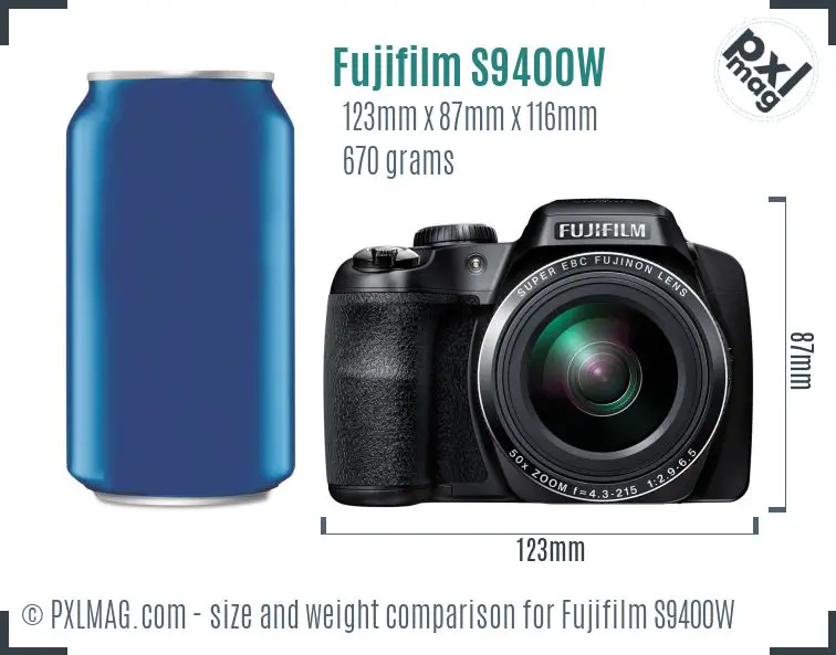 Fujifilm FinePix S9400W dimensions scale