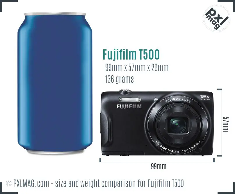Fujifilm FinePix T500 dimensions scale
