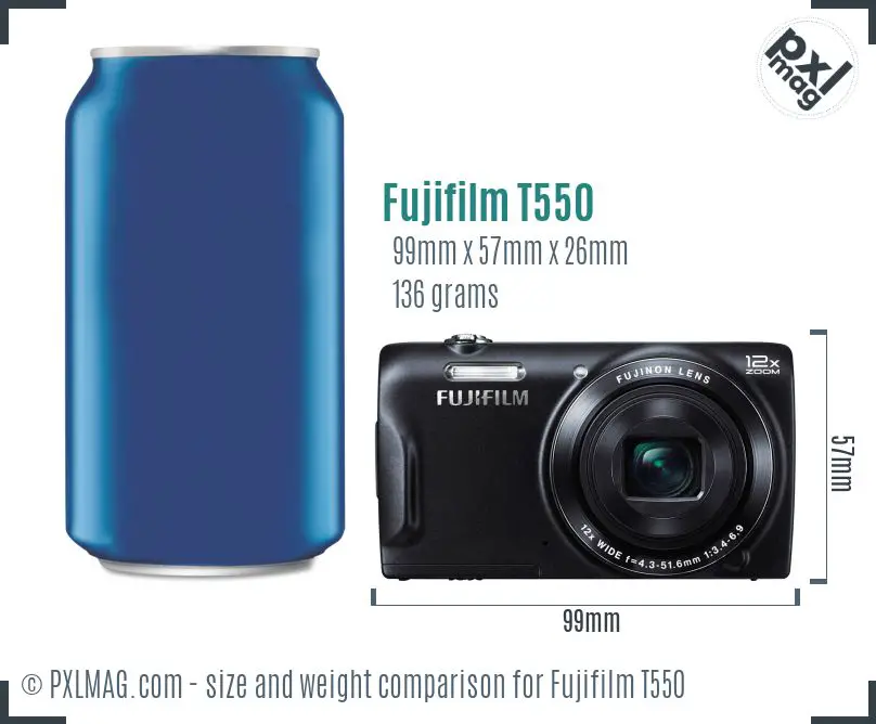 Fujifilm FinePix T550 dimensions scale