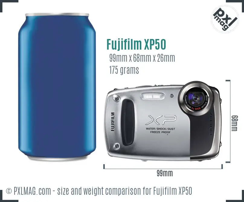 Fujifilm FinePix XP50 dimensions scale