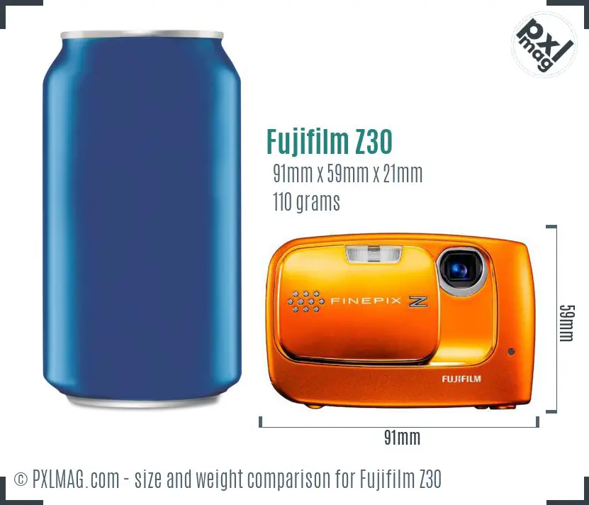 Fujifilm FinePix Z30 dimensions scale