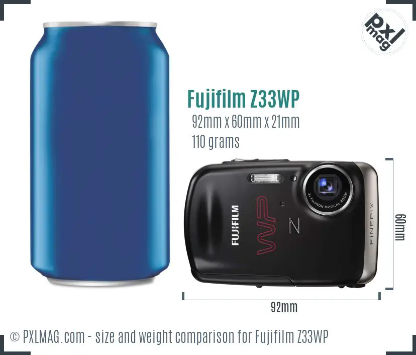Fujifilm FinePix Z33WP dimensions scale