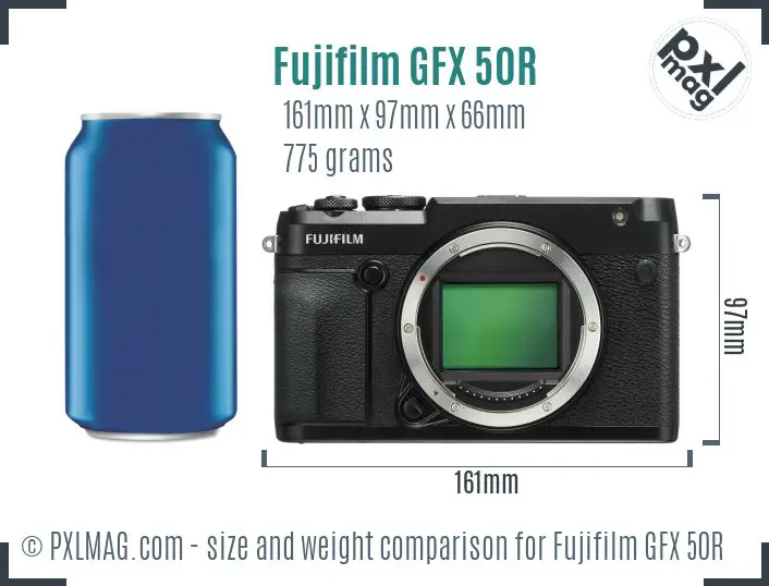 Fujifilm GFX 50R dimensions scale