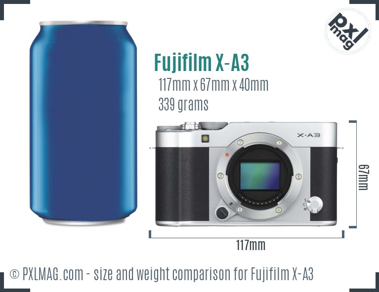 Fujifilm X-A3 dimensions scale