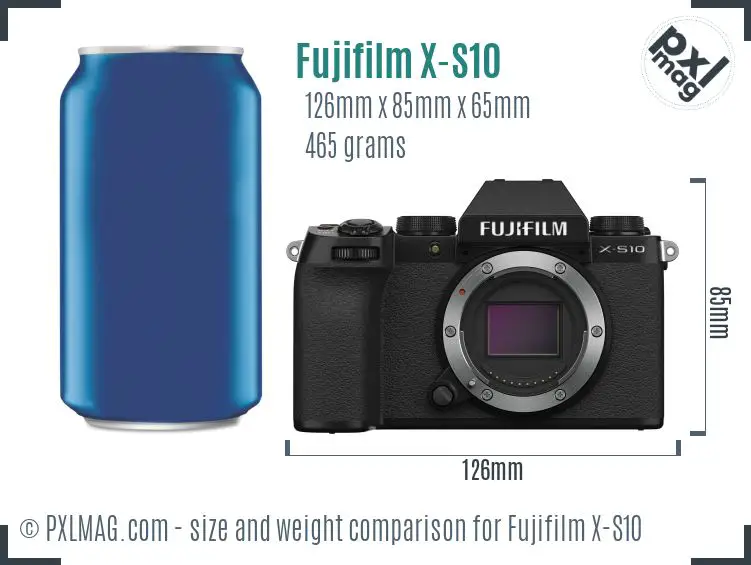 Fujifilm X-S10 dimensions scale