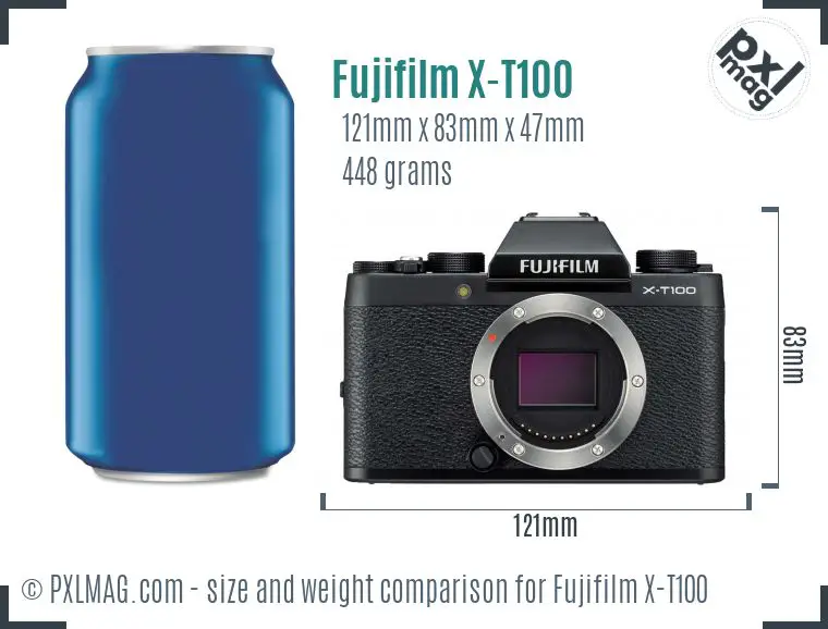 Fujifilm X-T100 dimensions scale