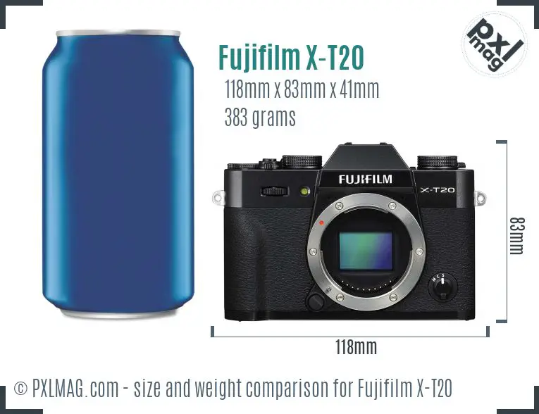 Fujifilm X-T20 dimensions scale