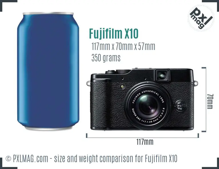 Fujifilm X10 dimensions scale