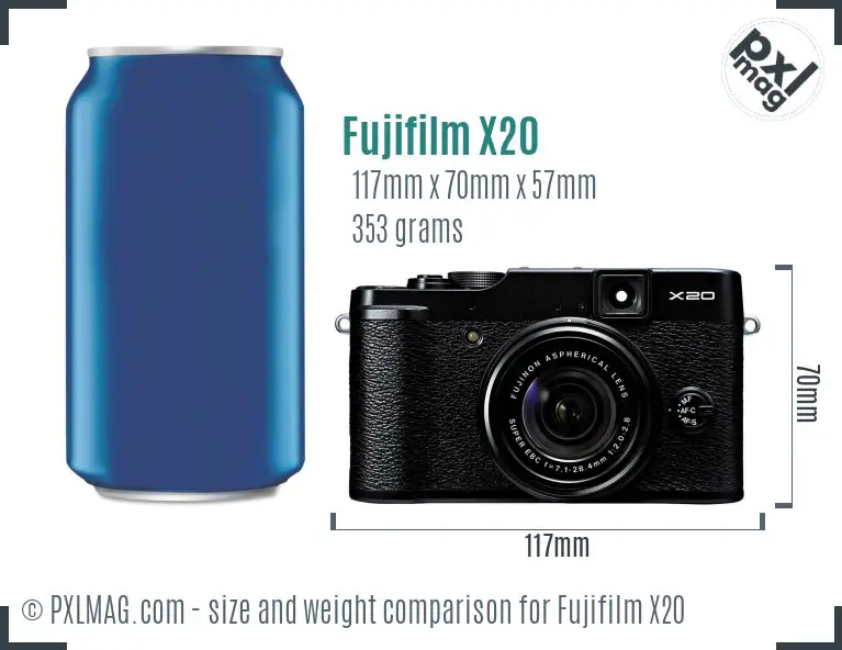 Fujifilm X20 dimensions scale