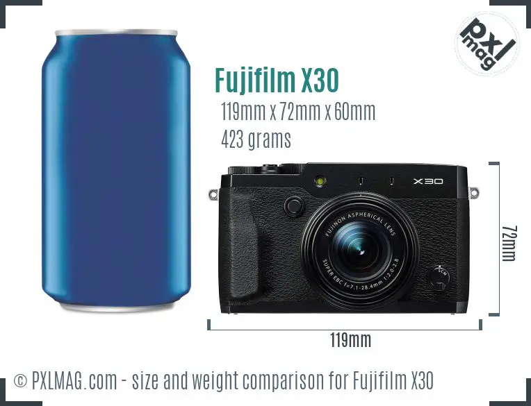 Fujifilm X30 dimensions scale