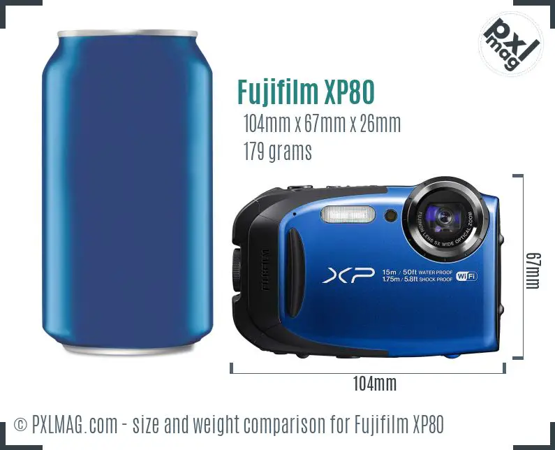 Fujifilm XP80 dimensions scale