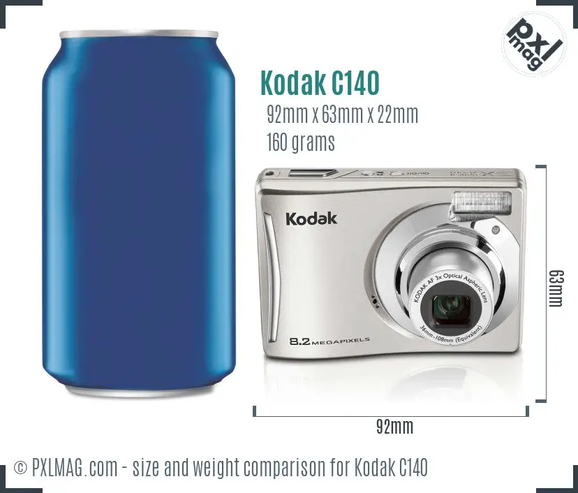 Kodak EasyShare C140 dimensions scale