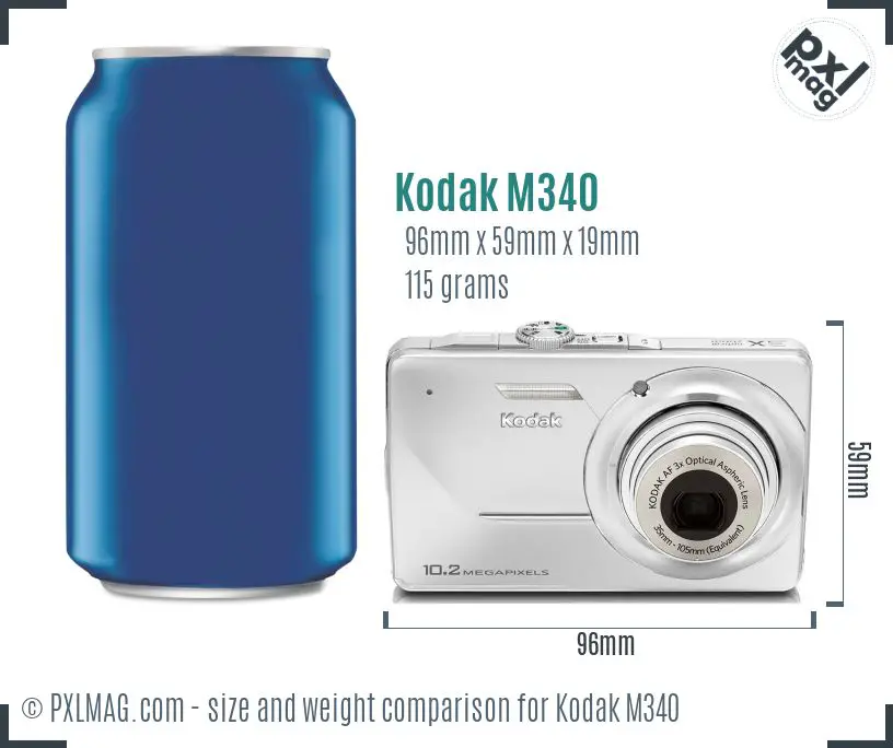 Kodak EasyShare M340 dimensions scale