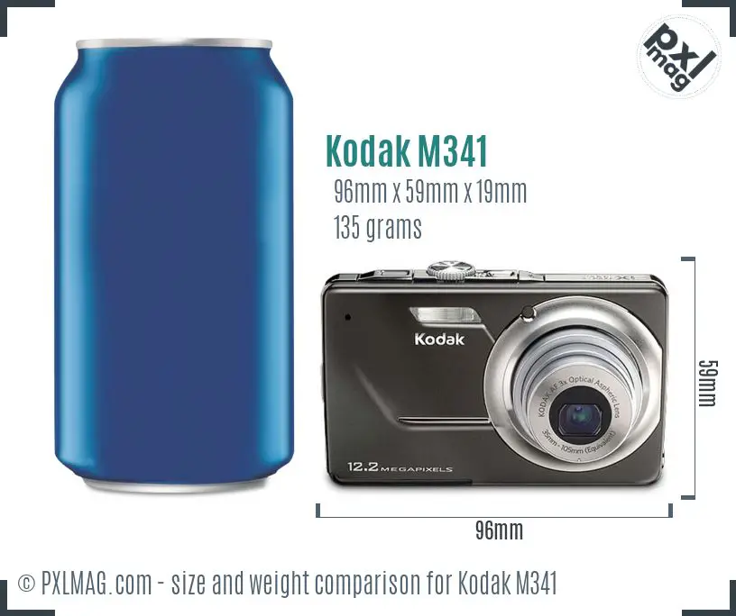 Kodak EasyShare M341 dimensions scale