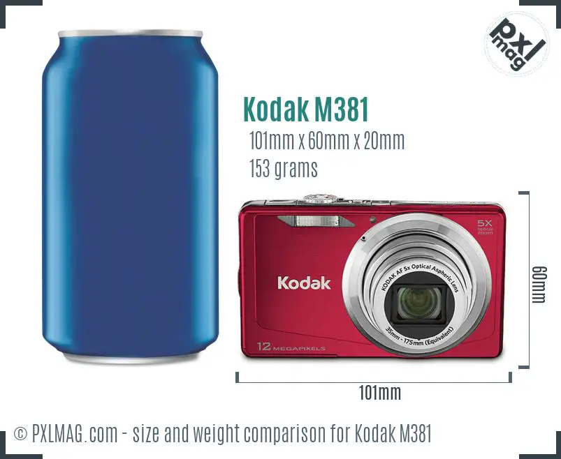 Kodak EasyShare M381 dimensions scale