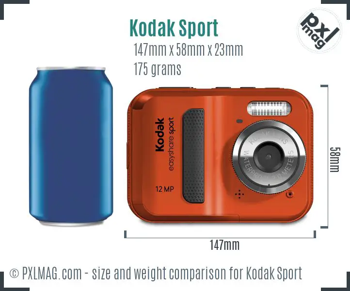 Kodak EasyShare Sport dimensions scale