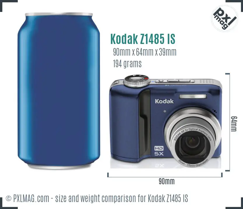 Kodak EasyShare Z1485 IS dimensions scale