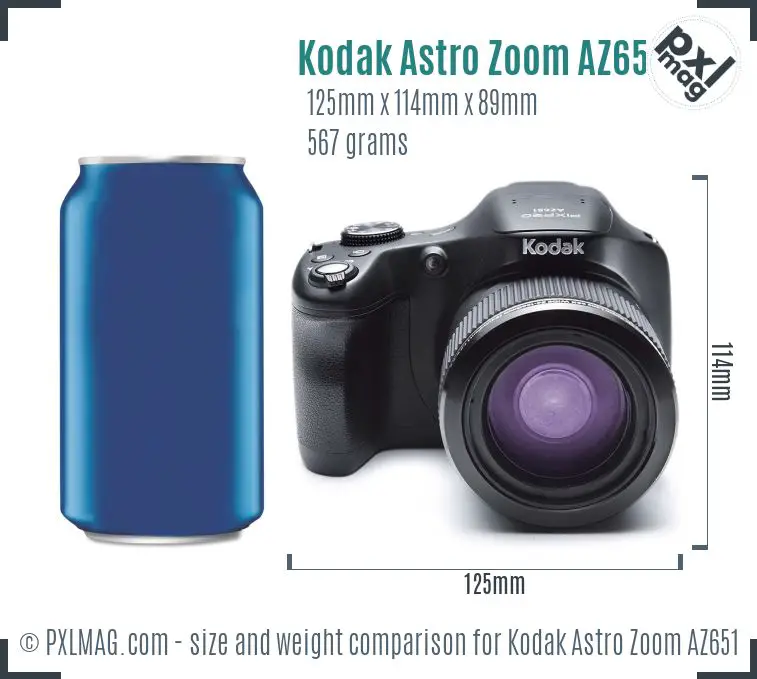 Kodak Pixpro Astro Zoom AZ651 dimensions scale