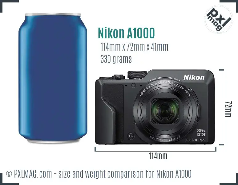 Nikon Coolpix A1000 dimensions scale