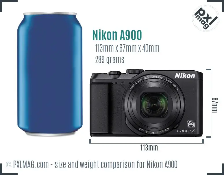 Nikon Coolpix A900 dimensions scale