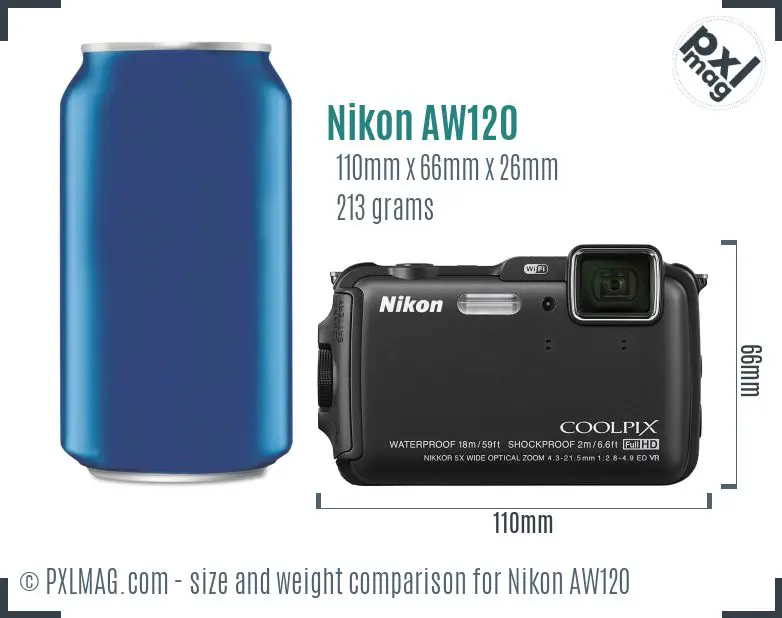 Nikon Coolpix AW120 dimensions scale