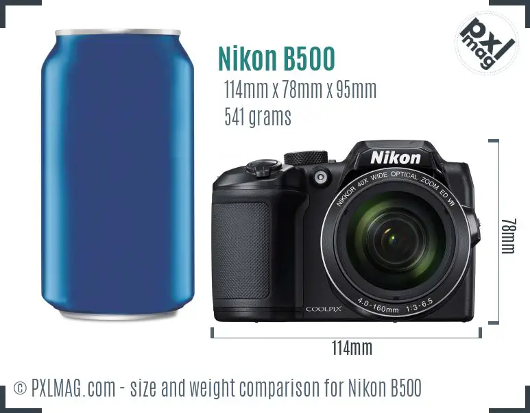 Nikon Coolpix B500 dimensions scale