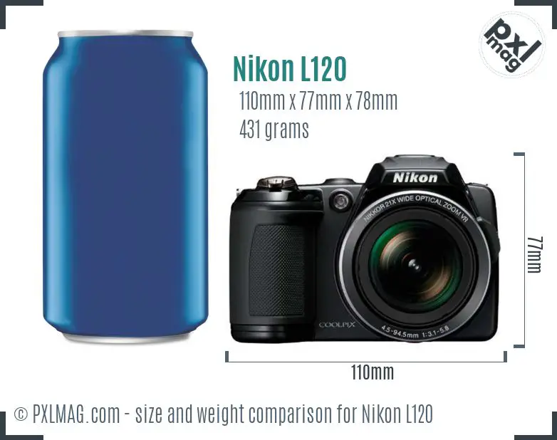 Nikon Coolpix L120 dimensions scale