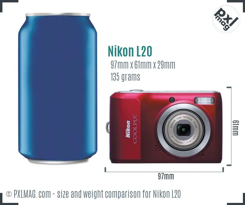 Nikon Coolpix L20 dimensions scale