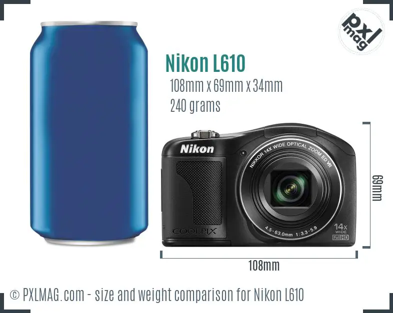 Nikon Coolpix L610 dimensions scale