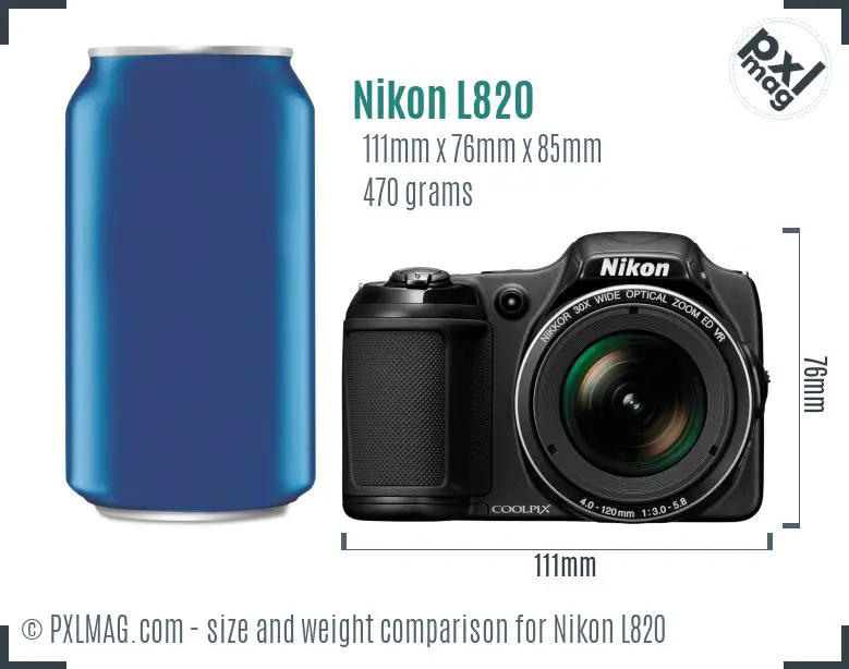 Nikon Coolpix L820 dimensions scale