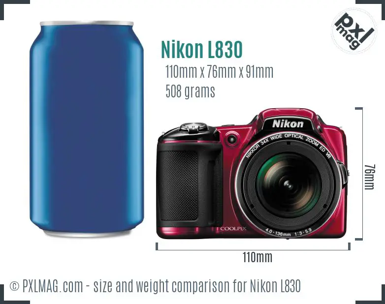 Nikon Coolpix L830 dimensions scale