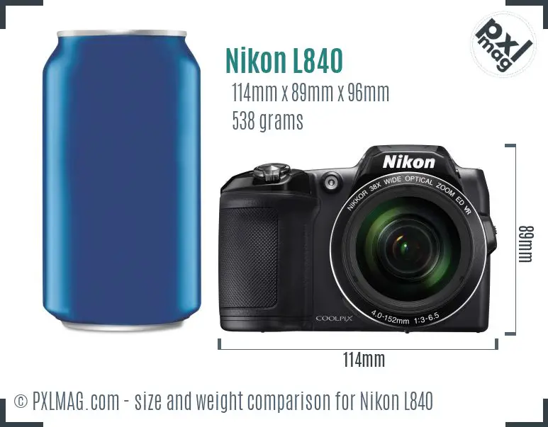 Nikon Coolpix L840 dimensions scale