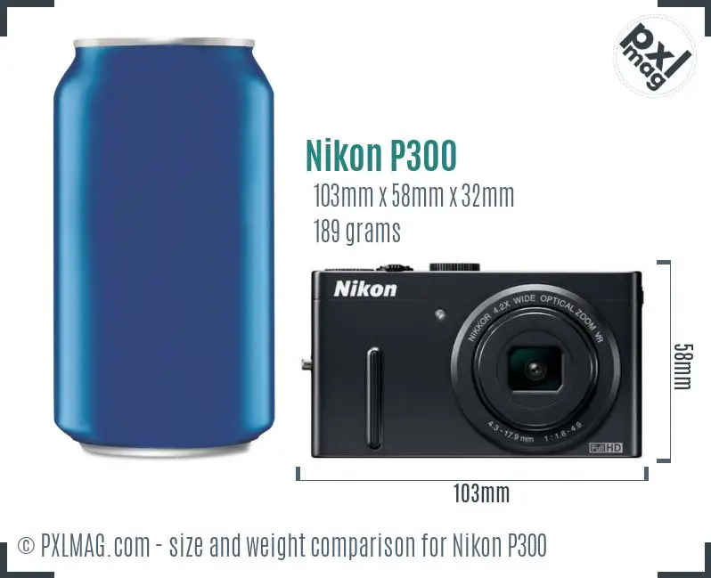 Nikon Coolpix P300 dimensions scale