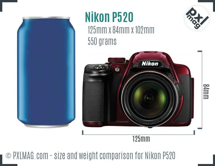 Nikon Coolpix P520 dimensions scale