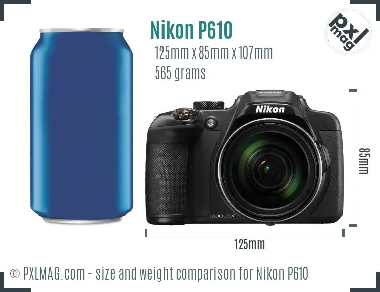 Nikon Coolpix P610 dimensions scale