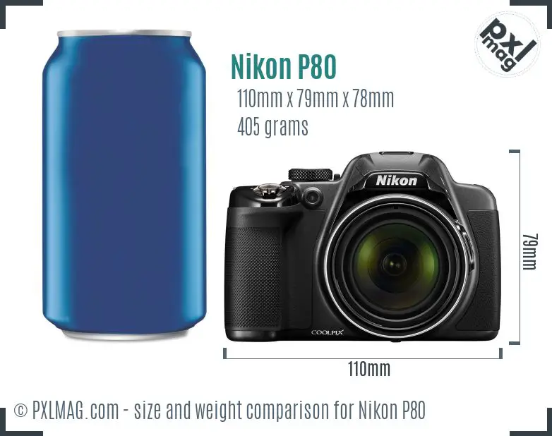 Nikon Coolpix P80 dimensions scale