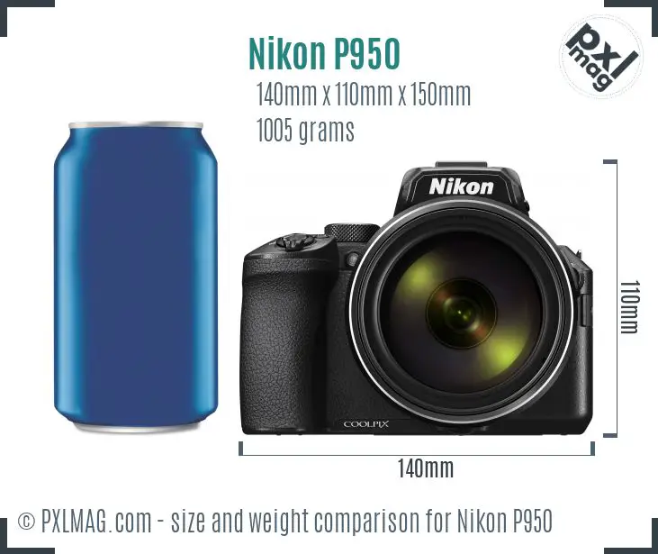 Nikon Coolpix P950 dimensions scale