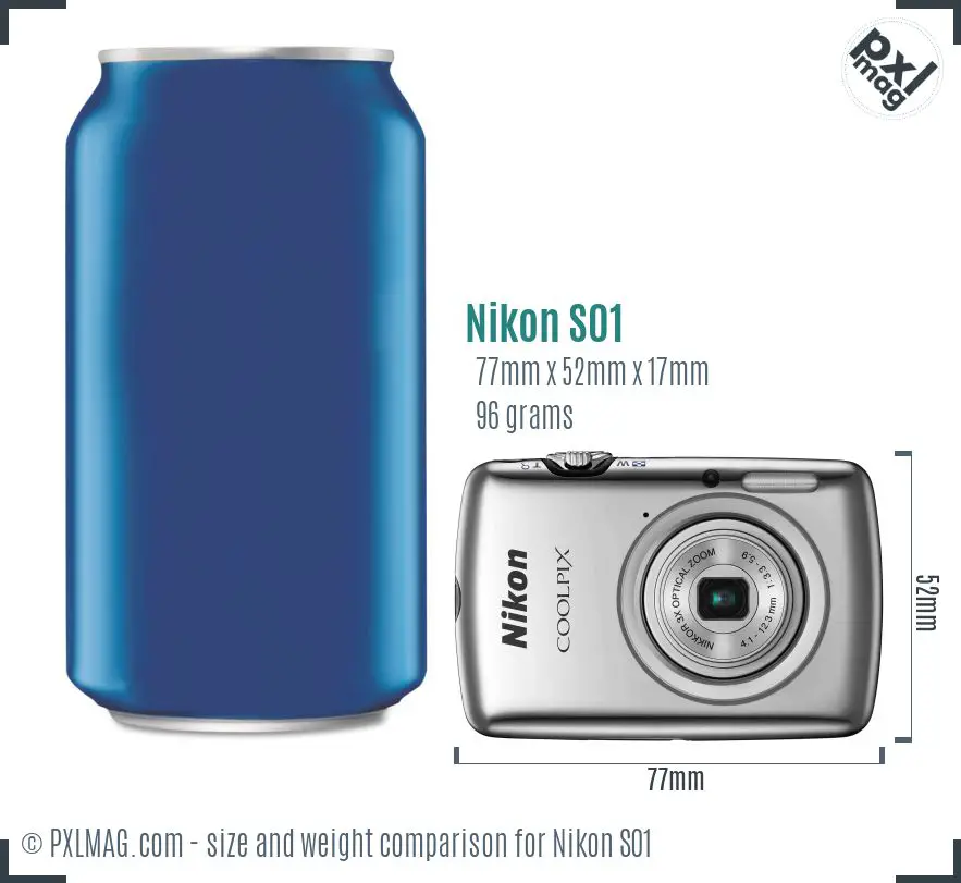 Nikon Coolpix S01 dimensions scale